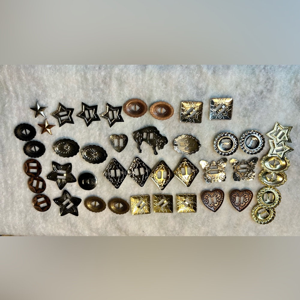 Tandy Leather Craft Acessories Slotted Conches Matching Sets - Picture 5 of 8